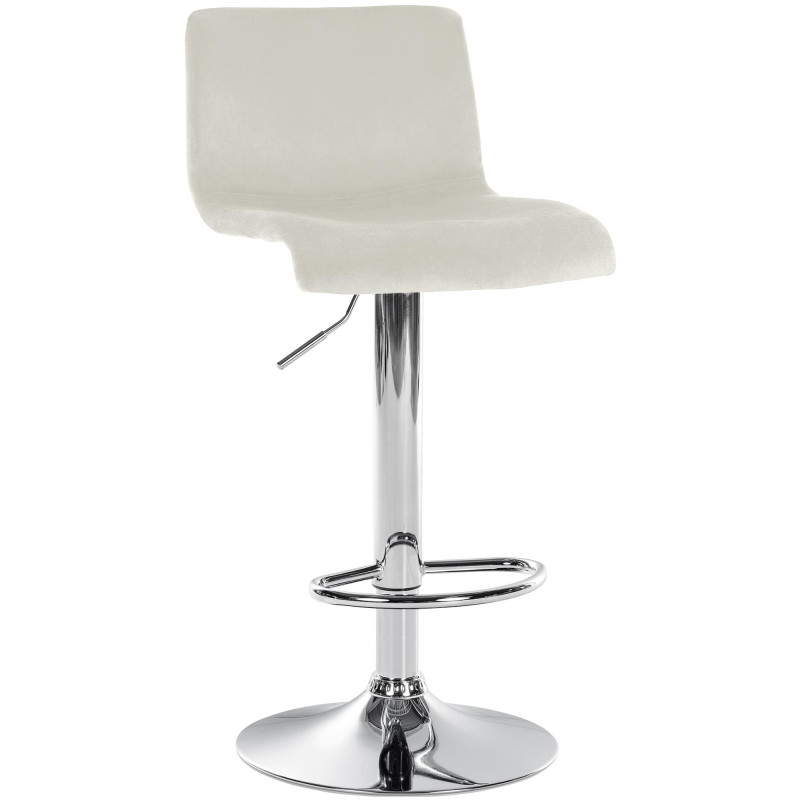 Tabouret de bar design Velours Blanc crème Métal Argenté Zenil - 1