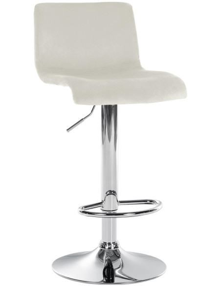 Tabouret de bar design Velours Blanc crème Métal Argenté Zenil - 1
