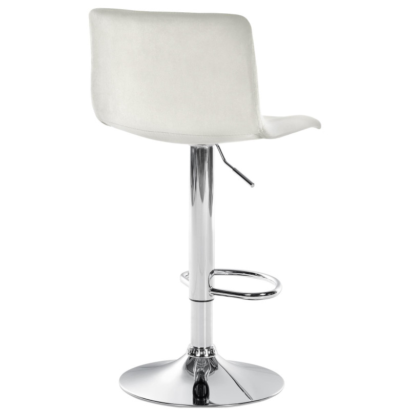 Tabouret de bar design Velours Blanc crème Métal Argenté Zenil - 2