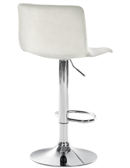 Tabouret de bar design Velours Blanc crème Métal Argenté Zenil - 2