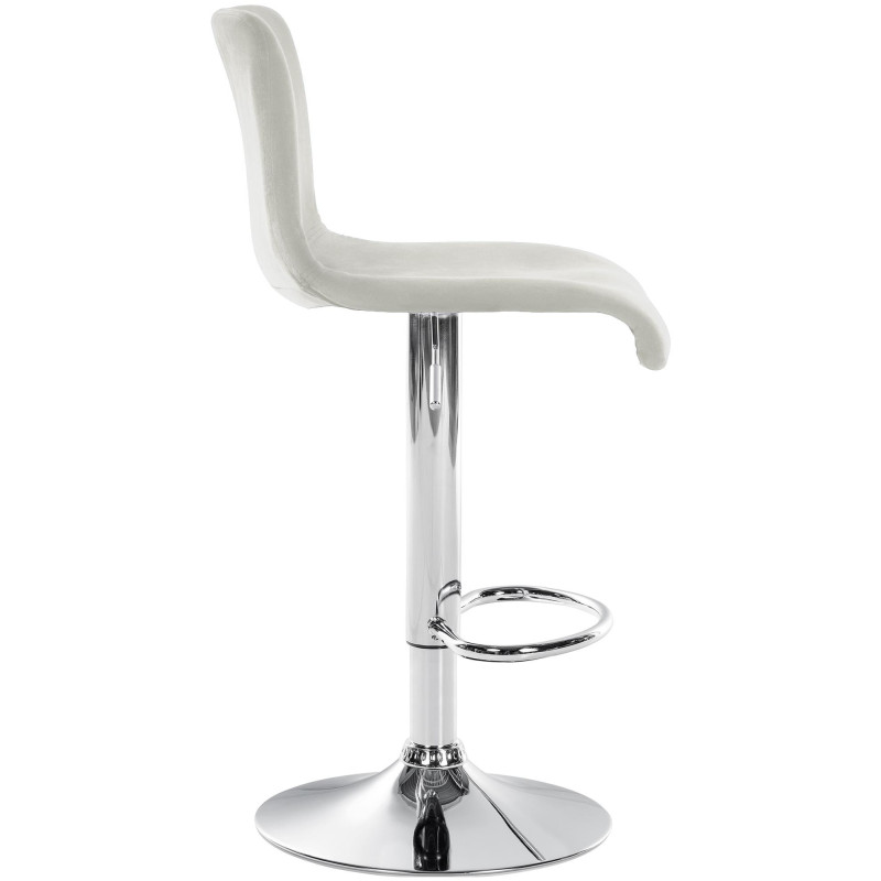 Tabouret de bar design Velours Blanc crème Métal Argenté Zenil - 3