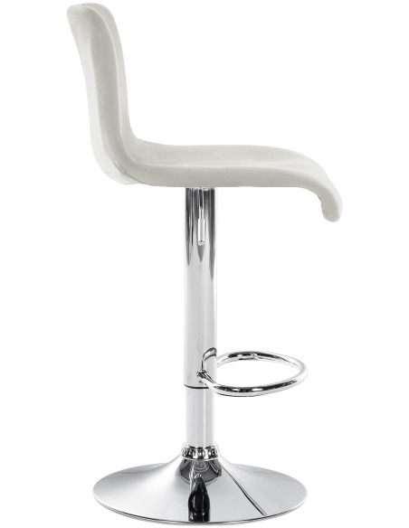 Tabouret de bar design Velours Blanc crème Métal Argenté Zenil - 3