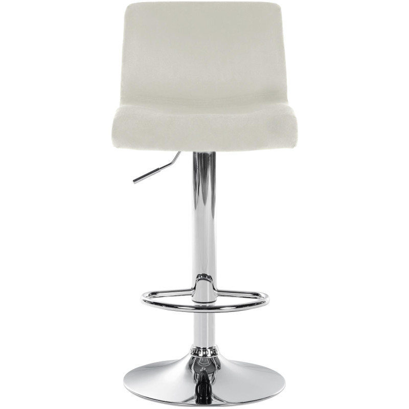 Tabouret de bar design Velours Blanc crème Métal Argenté Zenil - 4