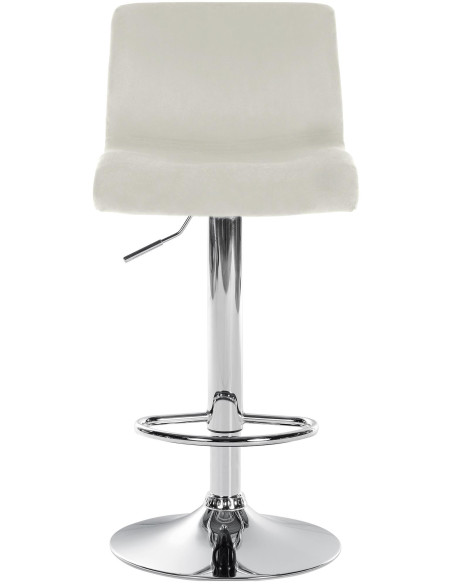 Tabouret de bar design Velours Blanc crème Métal Argenté Zenil - 4