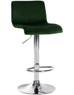 Tabouret de bar design Velours Vert Métal Argenté Zenil - 1