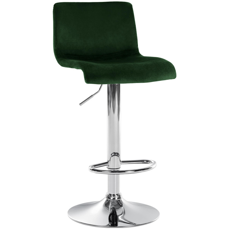 Tabouret de bar design Velours Vert Métal Argenté Zenil - 1