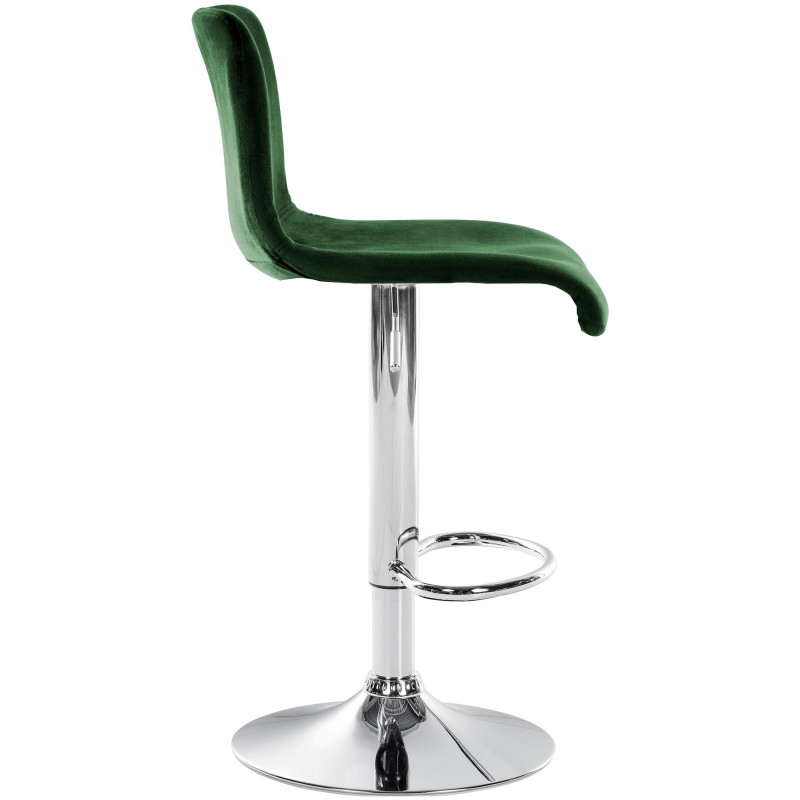 Tabouret de bar design Velours Vert Métal Argenté Zenil - 3