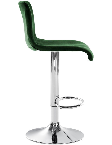 Tabouret de bar design Velours Vert Métal Argenté Zenil - 3