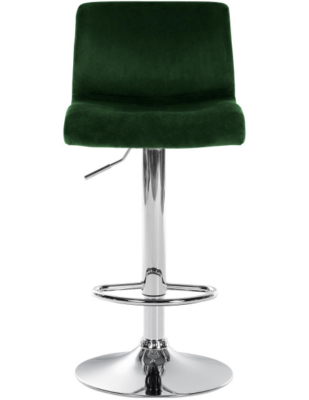 Tabouret de bar design Velours Vert Métal Argenté Zenil - 4