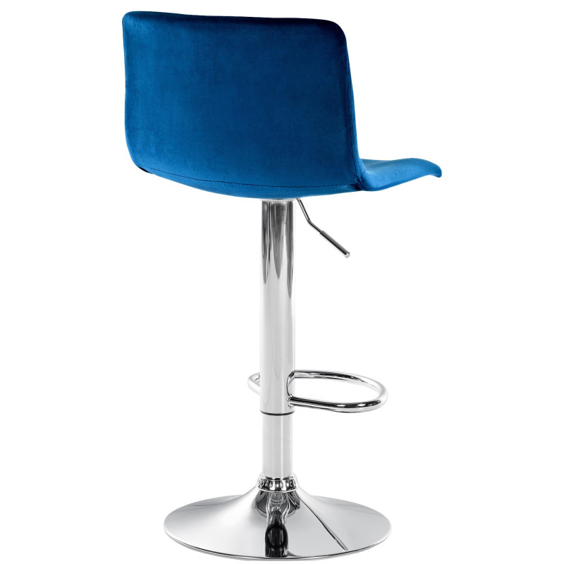 Tabouret de bar design Velours Bleu Métal Argenté Zenil - 4