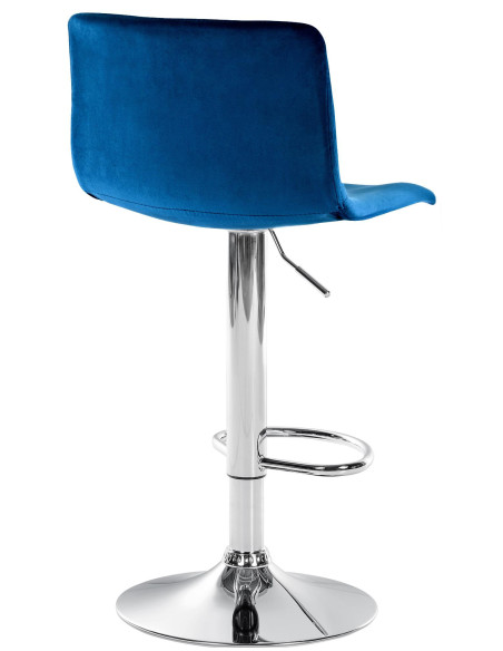 Tabouret de bar design Velours Bleu Métal Argenté Zenil - 4