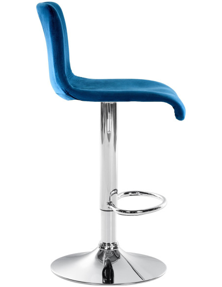 Tabouret de bar design Velours Bleu Métal Argenté Zenil - 2