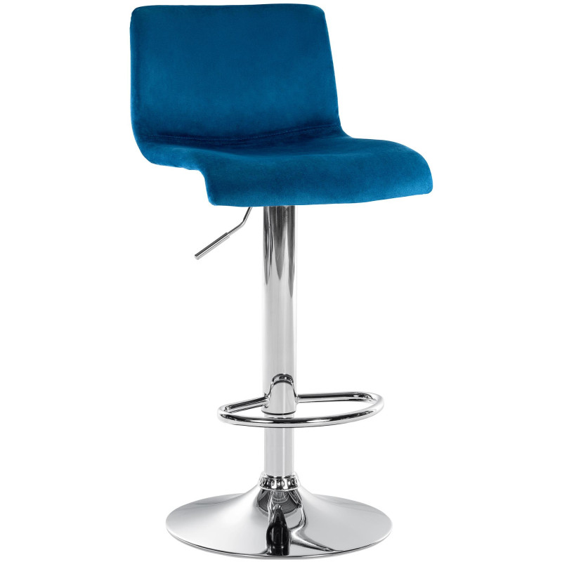 Tabouret de bar design Velours Bleu Métal Argenté Zenil - 1