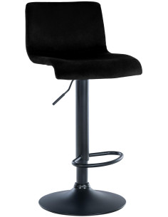 Tabouret de bar design Velours Noir Métal Blanc Zenil - 1