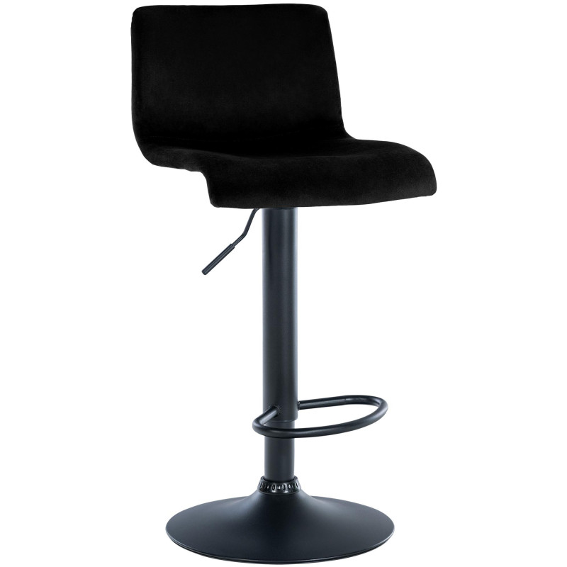Tabouret de bar design Velours Noir Métal Blanc Zenil - 1