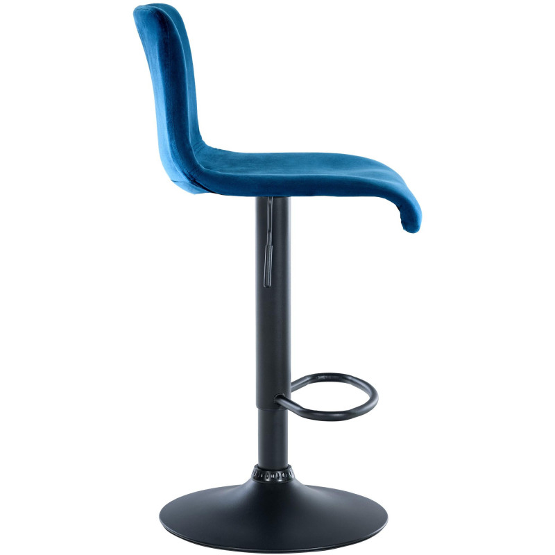Tabouret de bar design Velours Bleu Métal Blanc Zenil - 3