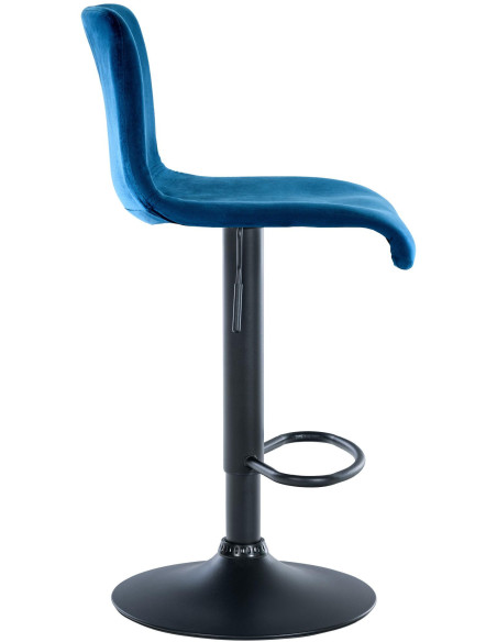 Tabouret de bar design Velours Bleu Métal Blanc Zenil - 3