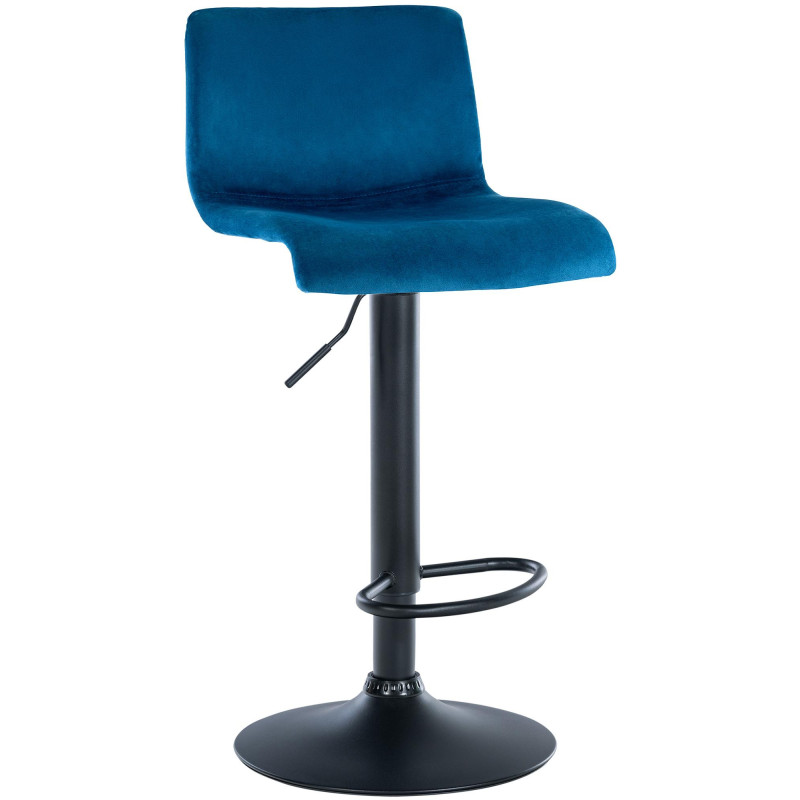 Tabouret de bar design Velours Bleu Métal Blanc Zenil - 1