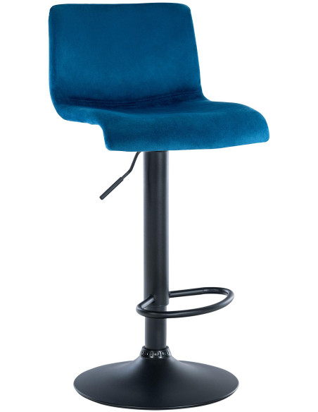 Tabouret de bar design Velours Bleu Métal Blanc Zenil - 1