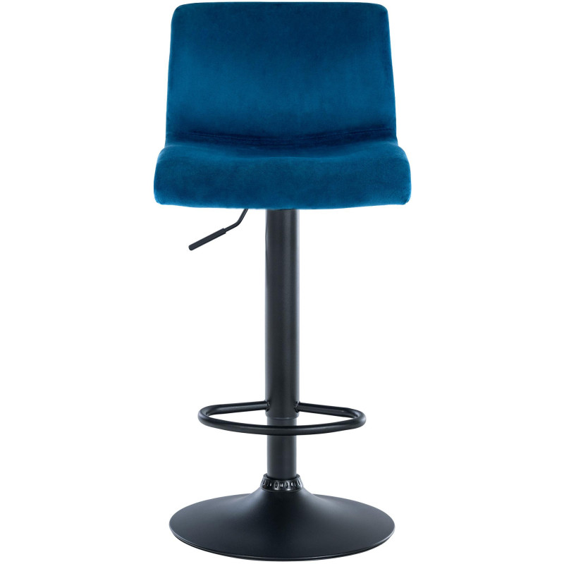 Tabouret de bar design Velours Bleu Métal Blanc Zenil - 2