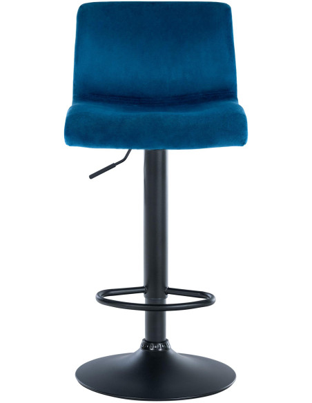 Tabouret de bar design Velours Bleu Métal Blanc Zenil - 2