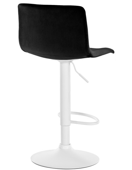 Tabouret de bar design Velours Noir Métal Blanc Zenil - 4