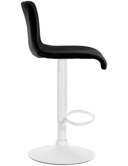 Tabouret de bar design Velours Noir Métal Blanc Zenil - 3