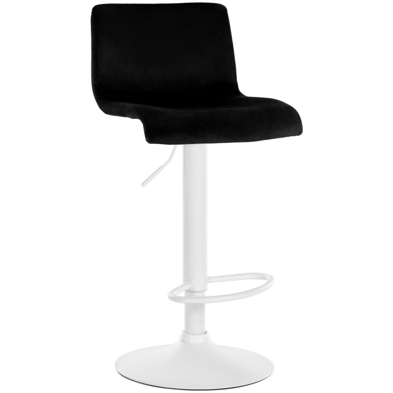 Tabouret de bar design Velours Noir Métal Blanc Zenil - 1