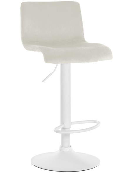 Tabouret de bar design Velours Blanc crème Métal Blanc Zenil - 1