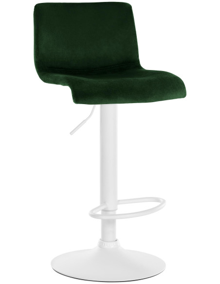 Tabouret de bar design Velours Vert Métal Blanc Zenil - 1