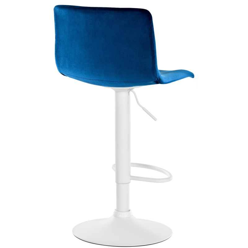 Tabouret de bar design Velours Bleu Métal Blanc Zenil - 4