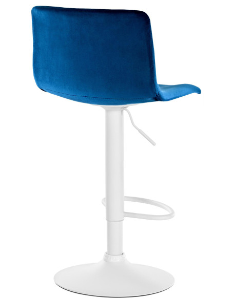 Tabouret de bar design Velours Bleu Métal Blanc Zenil - 4