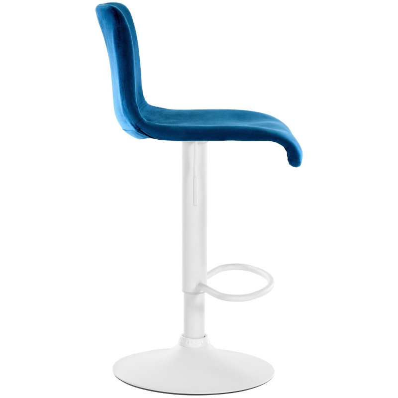 Tabouret de bar design Velours Bleu Métal Blanc Zenil - 3