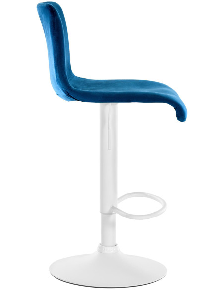 Tabouret de bar design Velours Bleu Métal Blanc Zenil - 3