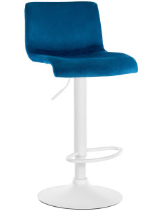 Tabouret de bar design Velours Bleu Métal Blanc Zenil - 1