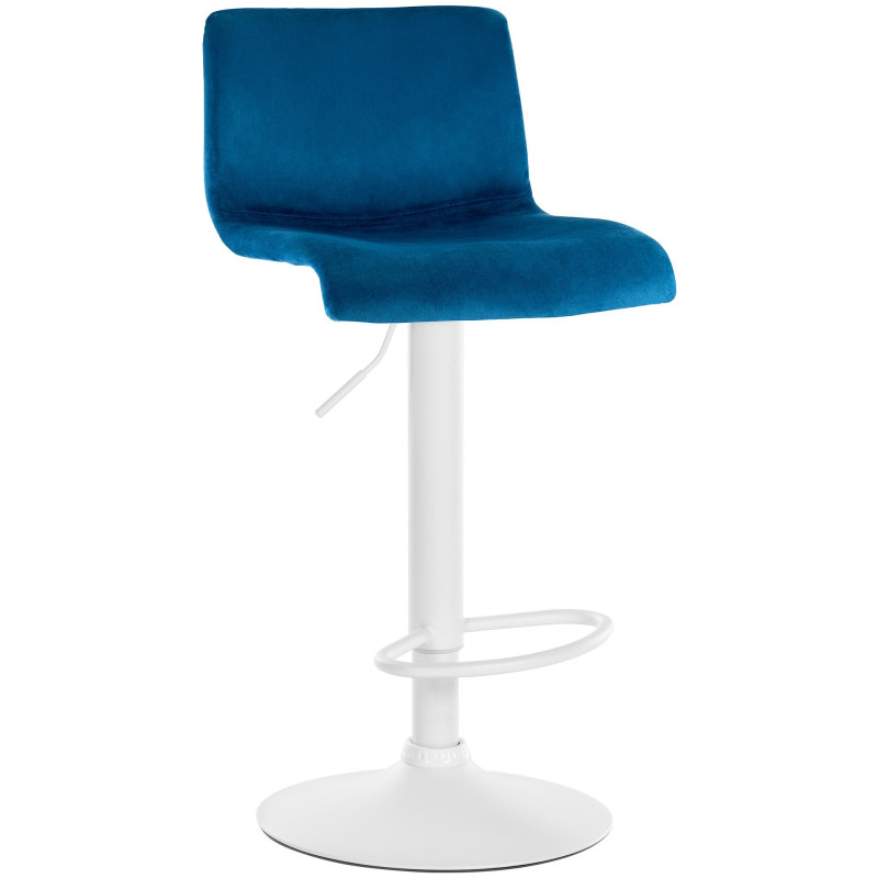 Tabouret de bar design Velours Bleu Métal Blanc Zenil - 1