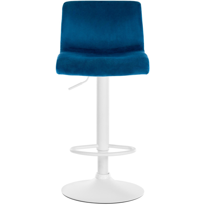 Tabouret de bar design Velours Bleu Métal Blanc Zenil - 2
