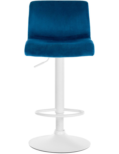 Tabouret de bar design Velours Bleu Métal Blanc Zenil - 2