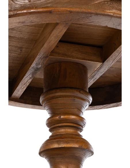 Table d'appoint shabby chic Ronde 50 cm Bois Marron Avenor 
