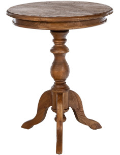 Table d'appoint shabby chic Ronde 50 cm Bois Marron Avenor