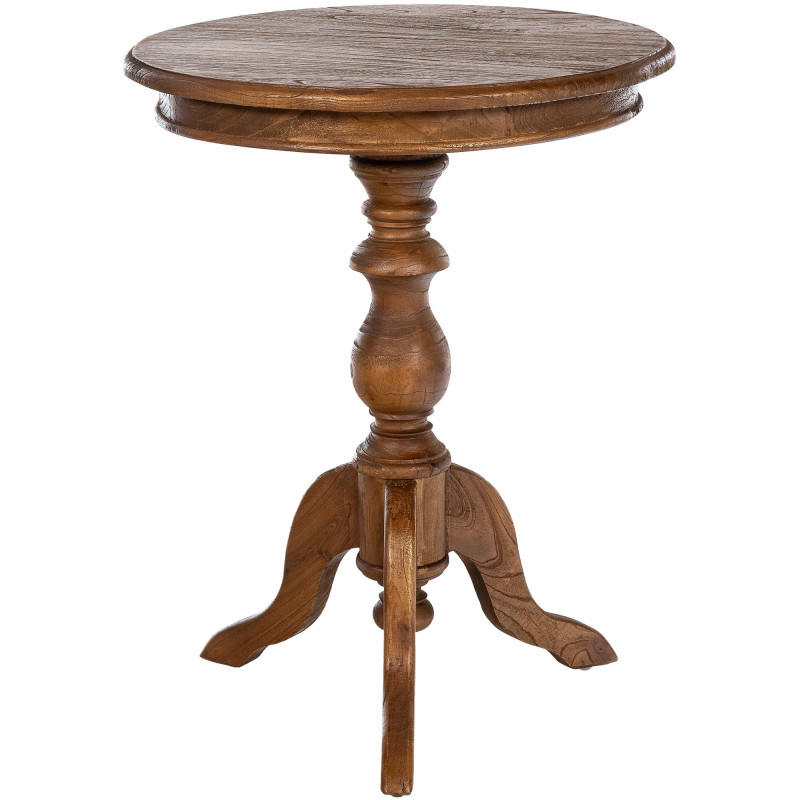 Table d'appoint shabby chic Ronde 50 cm Bois Marron Avenor
