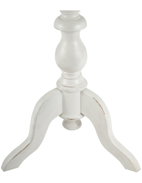 Table d'appoint shabby chic Ronde 50 cm Bois Blanc Patiné Avenor - 4
