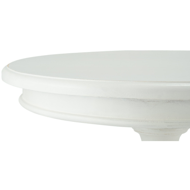 Table d'appoint shabby chic Ronde 50 cm Bois Blanc Patiné Avenor - 2