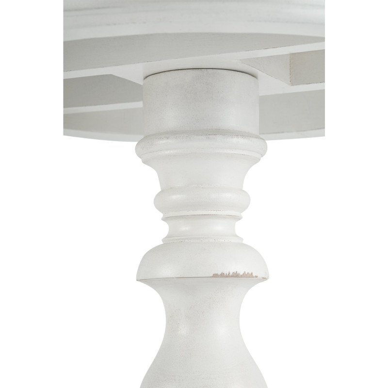 Table d'appoint shabby chic Ronde 50 cm Bois Blanc Patiné Avenor - 3