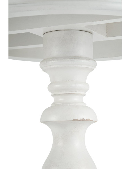 Table d'appoint shabby chic Ronde 50 cm Bois Blanc Patiné Avenor - 3