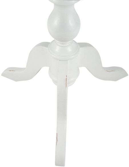 Sellette haute shabby chic Ronde 70 cm Bois Blanc Patiné Avenor 