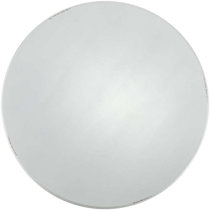 Sellette haute shabby chic Ronde 70 cm Bois Blanc Patiné Avenor 