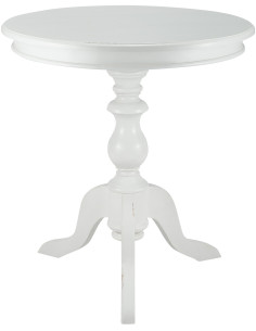 Sellette haute shabby chic Ronde 70 cm Bois Blanc Patiné Avenor