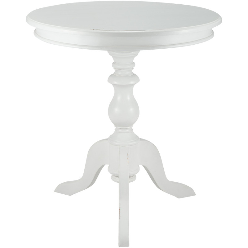 Sellette haute shabby chic Ronde 70 cm Bois Blanc Patiné Avenor