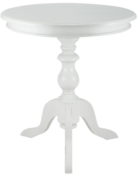 Sellette haute shabby chic Ronde 70 cm Bois Blanc Patiné Avenor